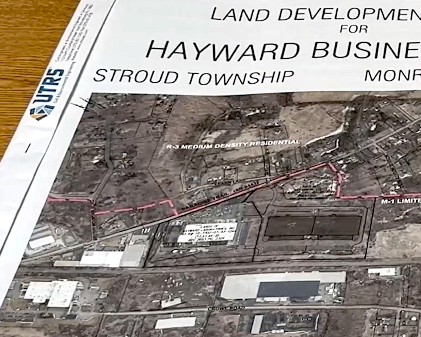 Land development plan for Hayward Business Park expansion in Stroud Township, Pennsylvania. UTRS CEE provided land development engineering and permit application services.